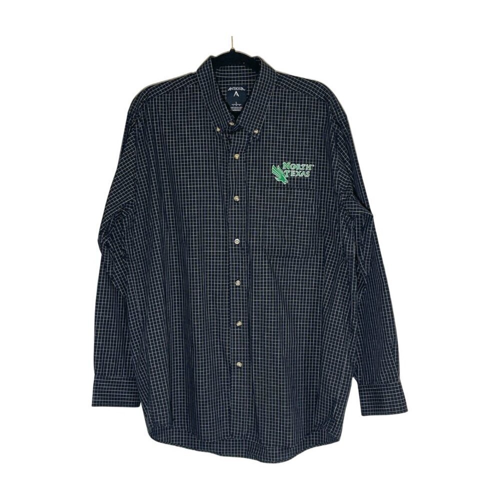 Antigua UNT North Texas Mean Green Embroidered Button Down L
